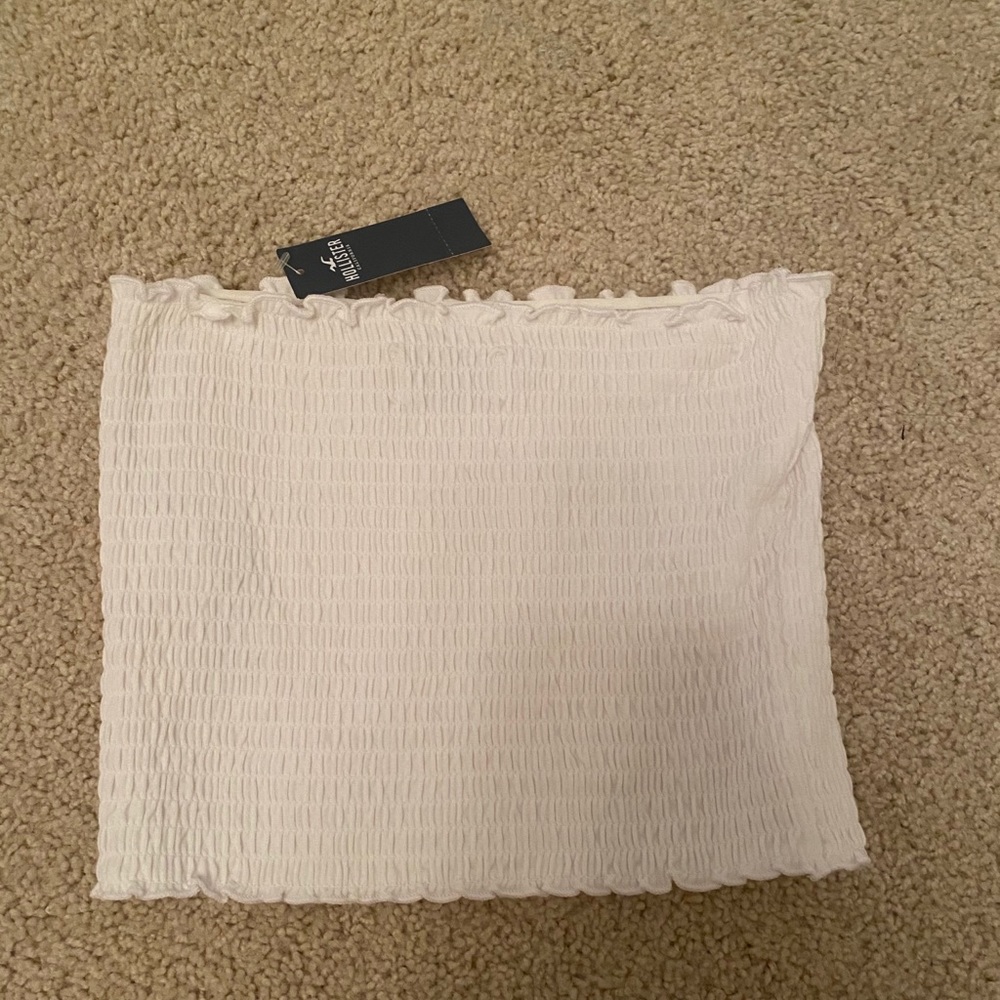 ruffled white tube top